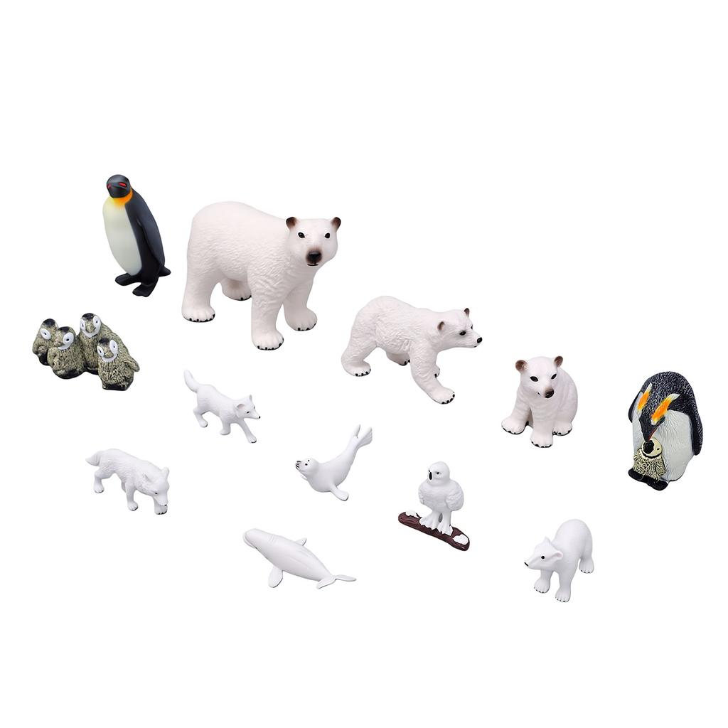 12 Stück Plastik Polartiere Spielzeugfiguren Realistische Arktische Tierfiguren für Kinder Bildung Meeresbewohner Spielzeug Set mit