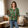 Women's Casual 3/4 Sleeve Christmas Print Hooded T-Shirt Top