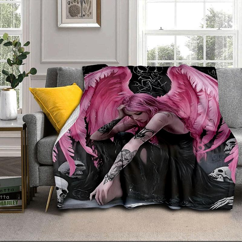 Ätherische rosa Engelskopf Decke Flanelldecke für Bett, Sofa, Camping, Wandern, Picknick Zubehör, Geschenk für Familie Fan Geschenke
