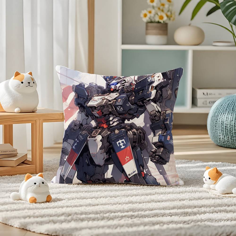 Mobile Suit Gundam Strike Gundam Anime Plush Pillow Cover Soft Short Plush Cushion Cover For Sofa Bedroom Home Decor Gift