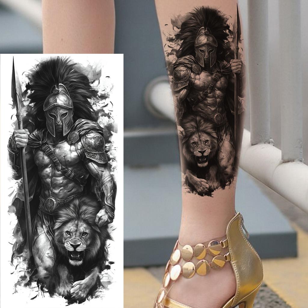1 Blatt Krieger Spartaner Krieger Ritter Temporäre Tattoos Für Männer Erwachsene Wasserdicht Körperkunst Zeichnung Fake Tattoo Aufkleber Dekor