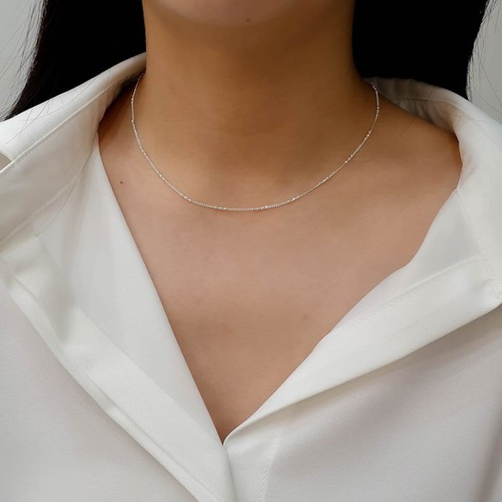 Opalhouse 925Silver Ball Chain Choker Necklace Ophen1203 White Gold
