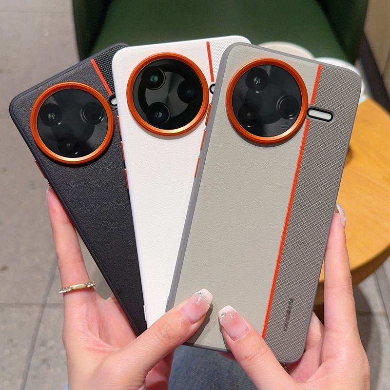 Für Xiaomi Redmi K80 5G/Poco F7 Pro 5G Hülle Spleiß PC + PU Leder Handy Rückabdeckung mit Metall-Kameraring/Tasten