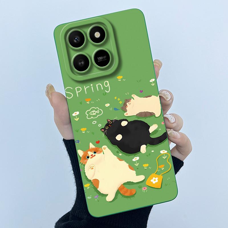 Case For Honor X7d Cute Panda Sweet Girls Cats Liquid Silicone Soft Back Cover For Honor 400 Smart 5G Bumper Protective Casing