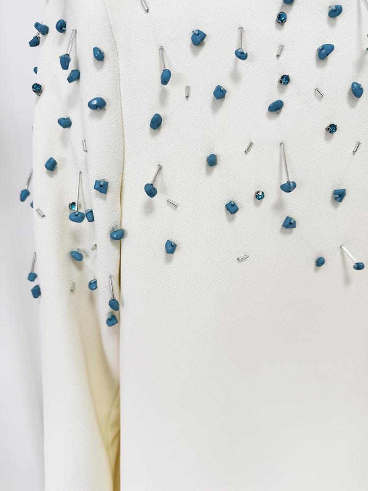 2026 Europäisches & Amerikanisches Designer-Abendkleid mit schweren Perlenverzierungen und langen Ärmeln
