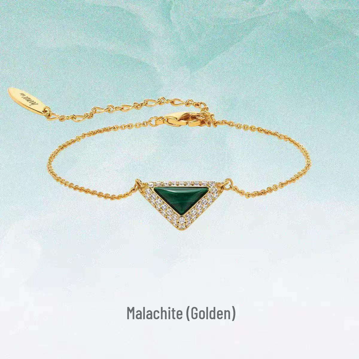 

Triangle Natural Stone Necklace with Full Diamond - Luxury, Exquisite, and Versatile Clavicle Chain for a High-End Style.