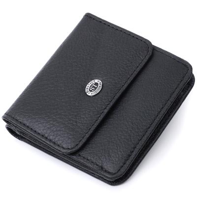 Compact Women's Wallet with Coin Pocket Made of Genuine Leather ST Leather 22690 Black