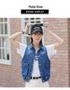 Trendy Korean-Style Blue Distressed Denim Vest for Women
