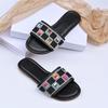 Fashion Women's Rhinestone Slippers 2025 Summer Outdoor Fashion Non-Slip Beach Shoes Comfortable Flat Square Heel Women's Sandals