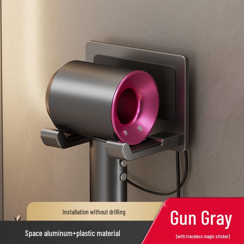 Punch-Free Wall-Mounted Hair Dryer Rack for Bathroom Storage