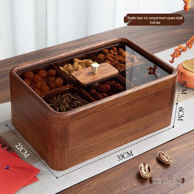 Wedding Dried Fruit Plate - Elegant Nine-Grid Glass Snack Box for Living Room