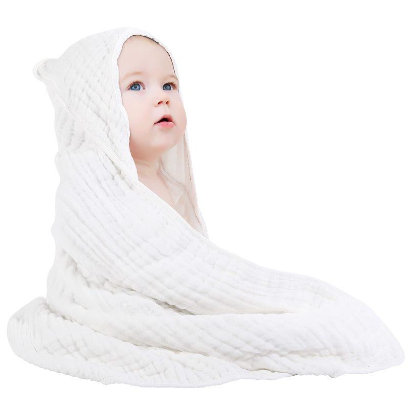 2 Stück Baby Badetücher mit Kapuze 35*35 Zoll 100% Musselin Baumwolle Neugeborenen Kapuzenhandtuch mit Kapuze für Babys, Säuglinge, Kleinkinder und Kinder