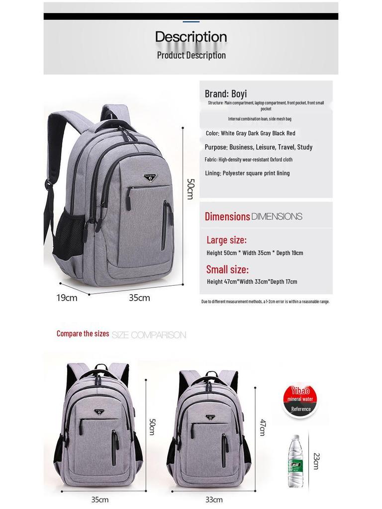 USB Rechargeable Large Capacity Backpack for Students, Boys & Girls, Double Shoulder & Business Laptop Use
