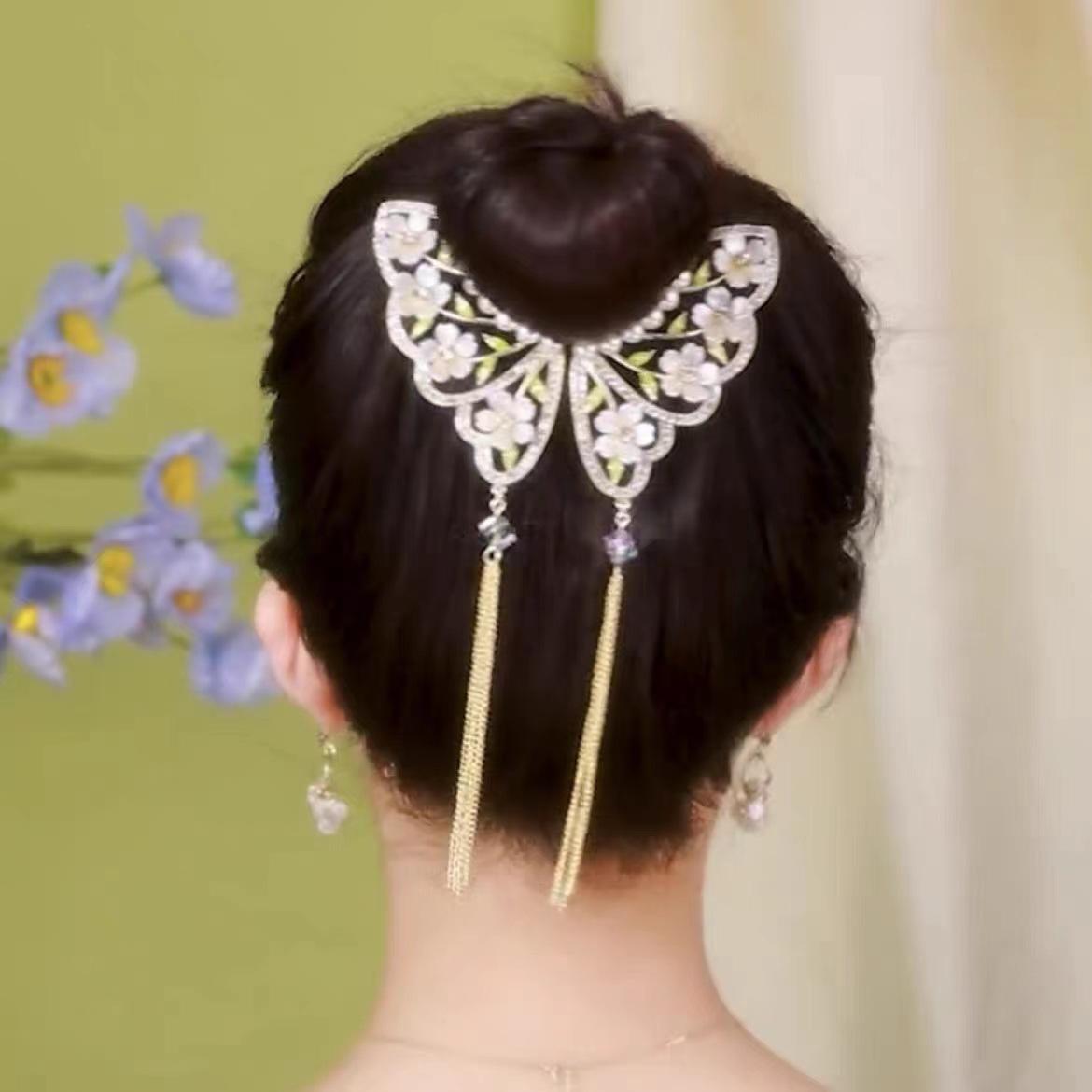 

Заколка для волос с цветочной кисточкой, женская заколка для волос со стразами, металлический коготь для волос, круглый держатель для хвоста, заколка, аксессуары для волос