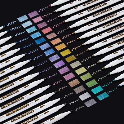 Shuttle Art Metallic Marker Pen 30 Color Set Adult Coloring Book Water-Based Quick-Drying Suitable Photo Albums Handmade Cards Years Surfaces Like
