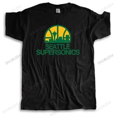 2025 New Fashion Brand T Shirt Mens Loose Seattle Supersonics Brand Tshirt Cottonsummer Teeshirt Plus Size Drop Shipping