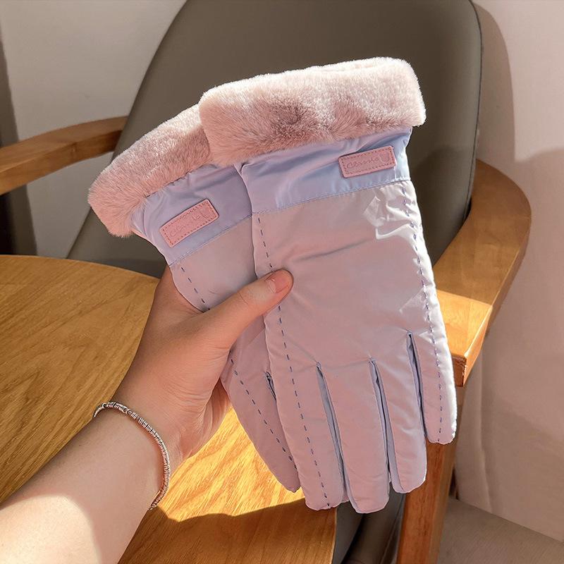 

Autumn and Winter Warm Gloves for Women Plus Velvet Thickened Wind-resistant Waterproof Outdoor Cycling Ski Mountaineering Anti Slip Touch Screen one size