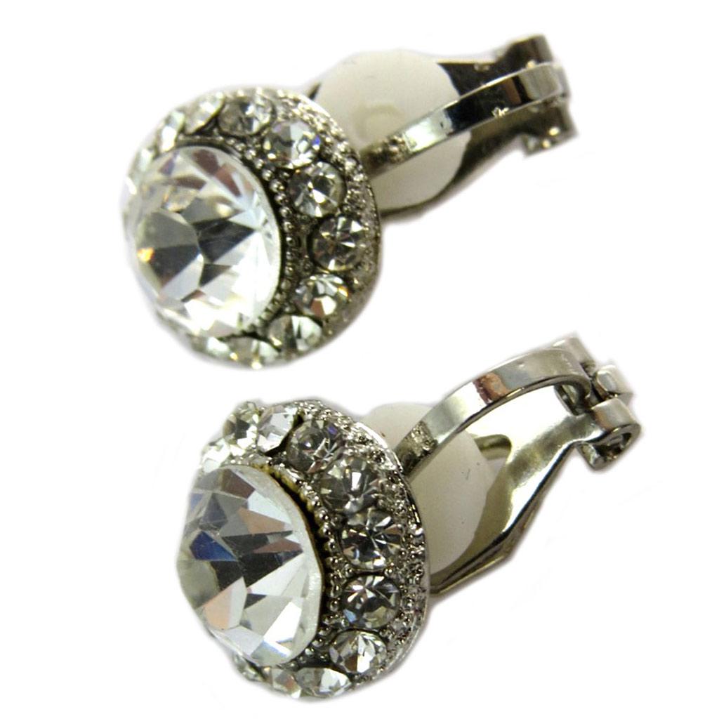 Les Trésors De Lily [P4714] - Silver White 'Sissi' Designer Clips - 10x10 Mm