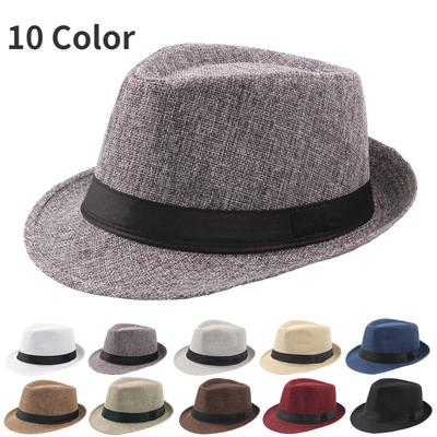 Kapelusz Unisex Mężczyźni Kobiety Fedora Trilby Słomkowa czapka z szerokim rondem Summer Beach Sun Hat