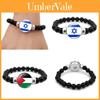 Israel Palestine Flag Gemstone Bracelet Unisex Black Beaded Jewelry Wholesale