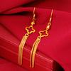 High-Grade Luxury Earwire Four-Leaf Clover Earrings Female Tassel Ear Hooks Long Wedding Jewellery