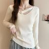 2026 Fall/Winter Women's Knit Sweater with Hollow Neck Design