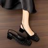 2025 New Bow Black Single Shoes Back Trip Strap Baotou Sandals Women's Summer Block Heel High Heels