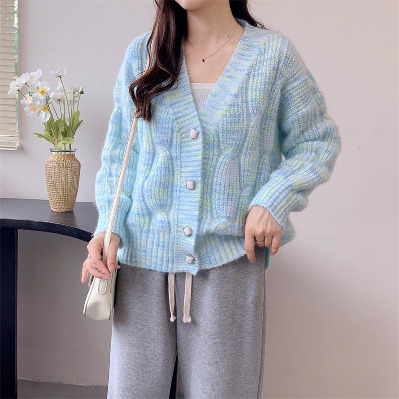 2024 Autumn Women's V-Neck Loose Knit Cardigan