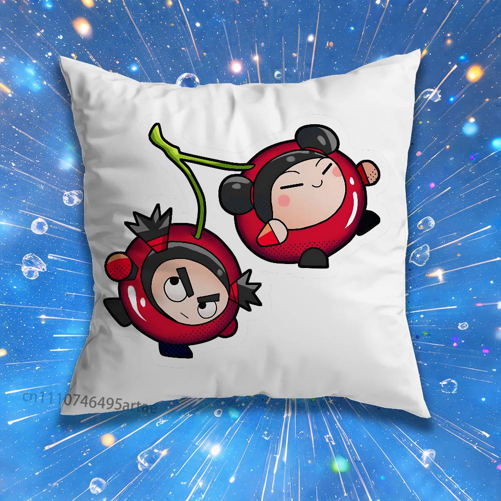 Cute Cartoon Pucca Garu Pillow Case Living Room Sofa Cushion Cover Suitable For Home Bedroom Room Decoration