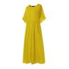 Summer Maxi Dress Women Casual Short Sleeve Crew Neck Long Beach Sundress Dot Print Pleated Swing Dress