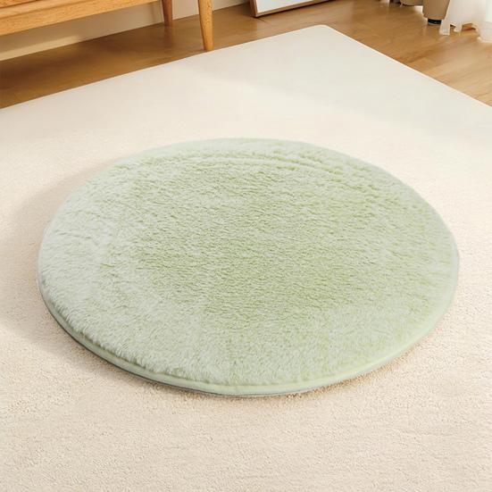 Plyšový koberec pro domácí mazlíčky z imitace králíčí kožešiny Jednobarevný kulatý podlahový kobereček Nadýchaný chlupatý kulatý koberec do obývacího pokoje pod pohovku