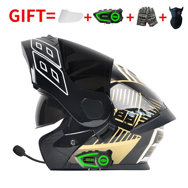 DOT Certified Full Face Motorcycle Helmet With Flip-Up Visor Dual Lens Bluetooth Compatible All Season Unisex