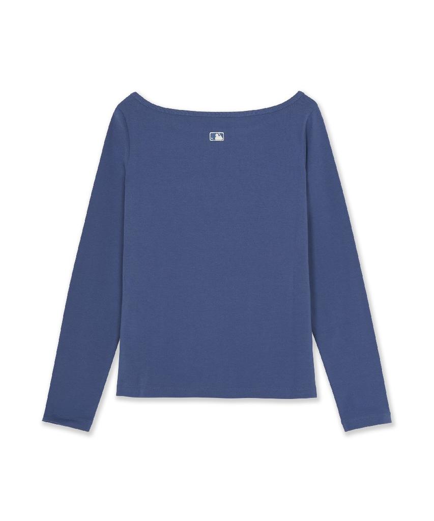 Emelbi Women'S Boat Neck Lettering Long Sleeve T-Shirt La (Indigo)