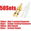 50Sets One Female and Two Male 4.0 Bullet Terminal Electrical Wire Connector Diameter Male Female 1:2 Transparent Sheath