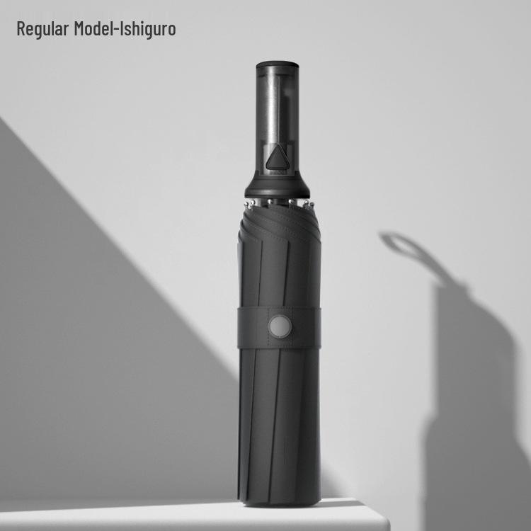 10-Rib Automatic Black Dual-Use Umbrella for Sun and Rain
