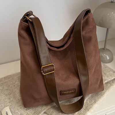 Retro weiche Wildleder-Brottasche Damen neue Herbst Schultertasche mit großem Fassungsvermögen modische Bucket Bag