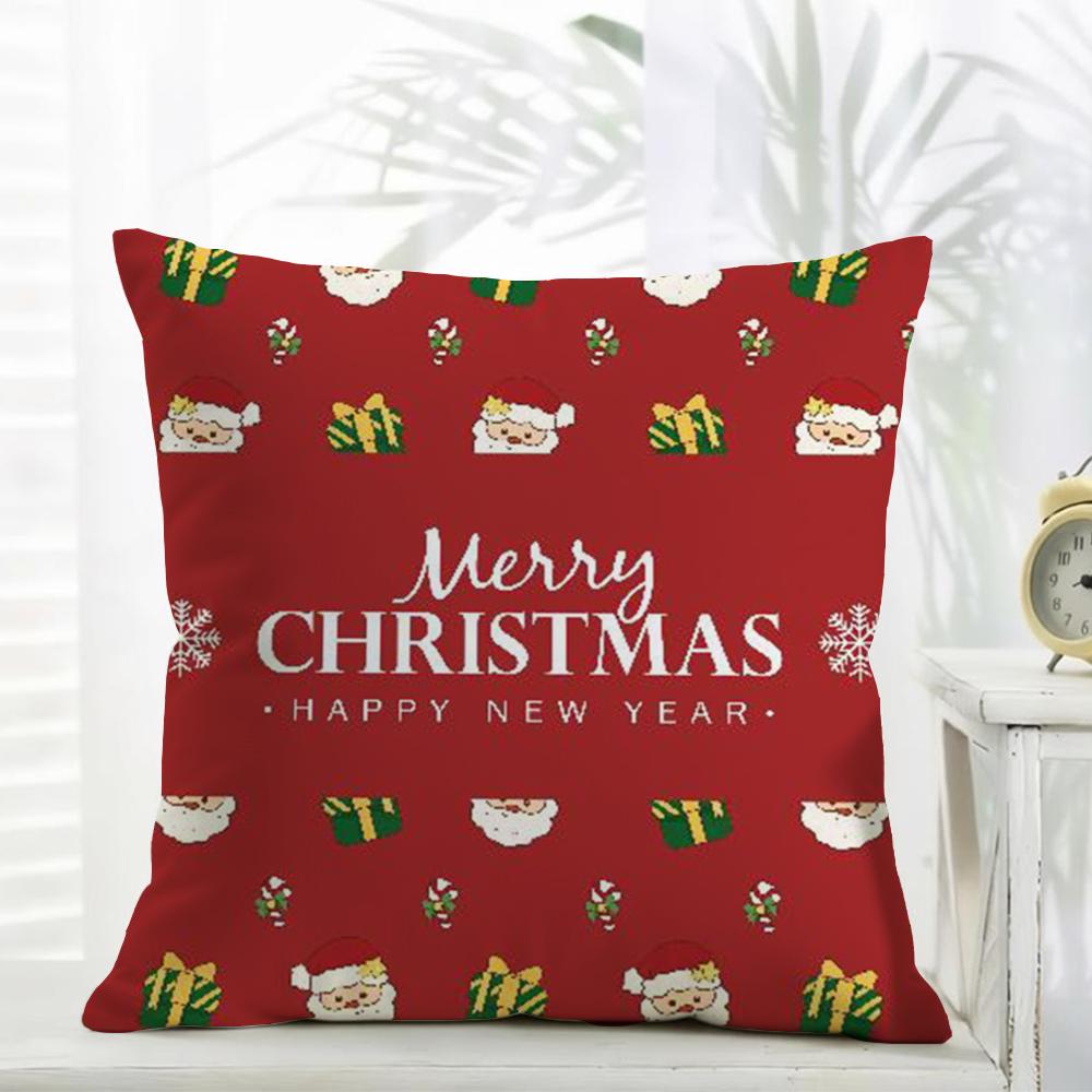 Classic Casual Daily Merry Christmas Art Cushion Cover Daily Washable Linen Pillowcase Soft For Sofa Bed Home Room Decor