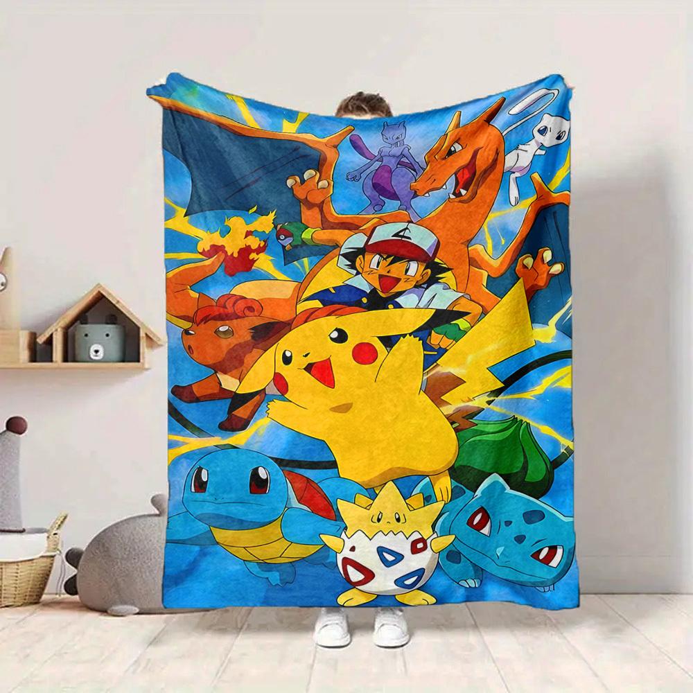 1pc Pokemon, Pikachu Flannel Blanket [Cozy Throw Blanket] For Sofa, Bed, Travel, Camping, Livingroom, Office, Couch, Chair, And Bed