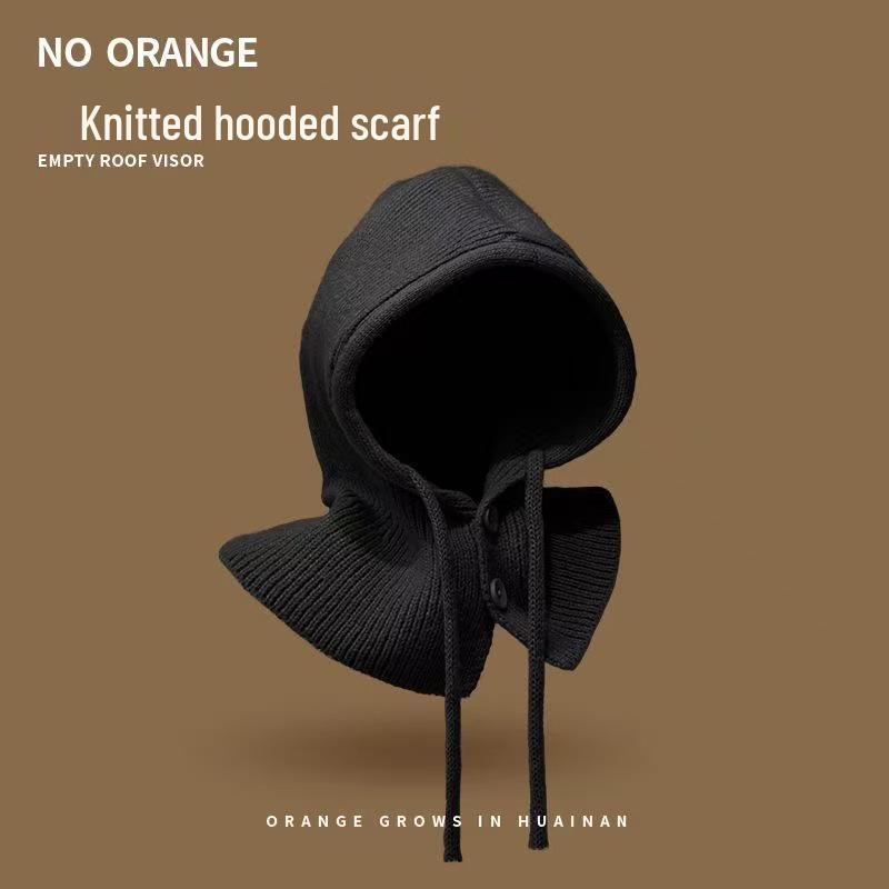 Women's Korean Knit Balaclava: Warm Winter Hat & Scarf Combo with Ear Protection, Slim-Fit Design