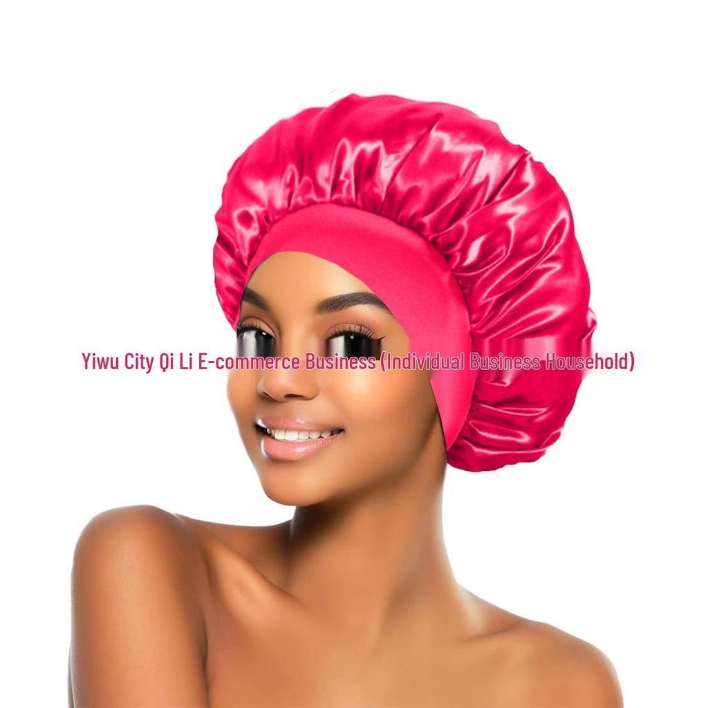 Women's Satin Wide-Brim Nightcap for Hair Care & Styling