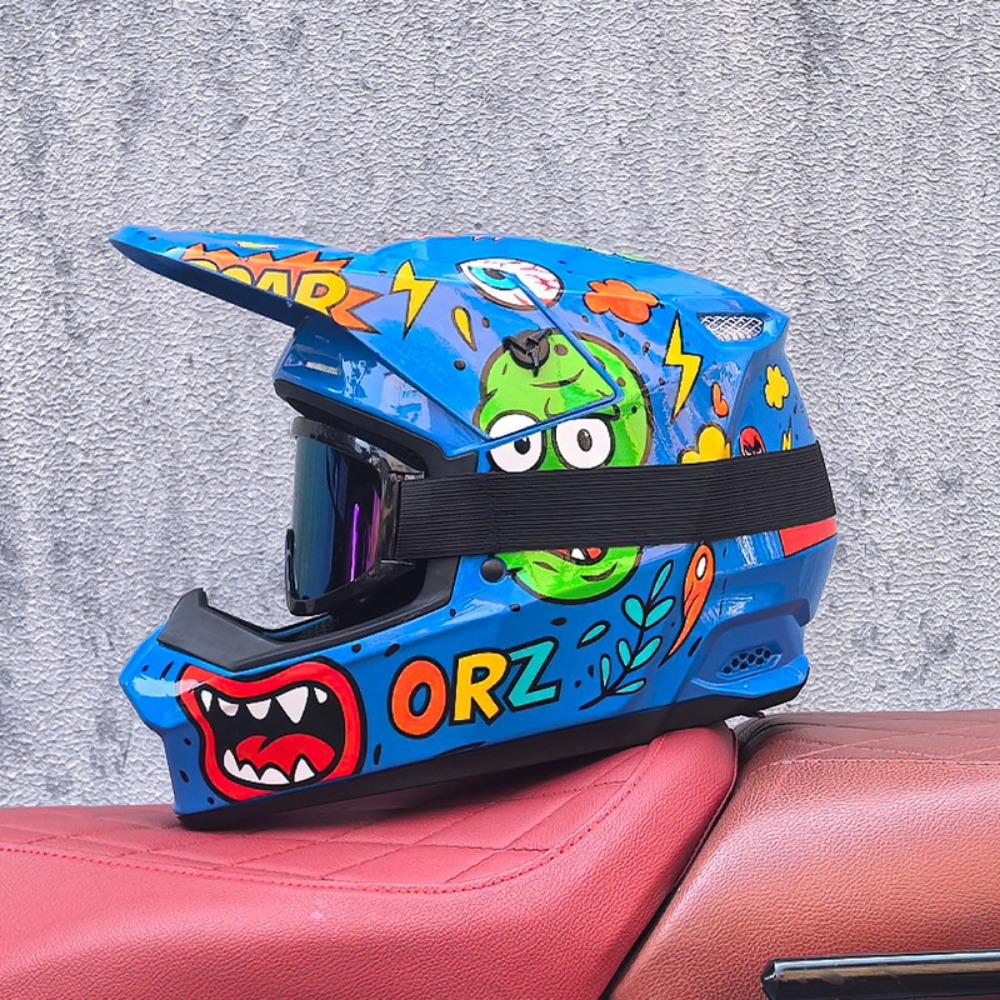 Red and Blue Downhill Helmets Off-road Full Helmets Mountain Bike Riding Safety Helmets Men's and Women's Cycling Forest Helmets