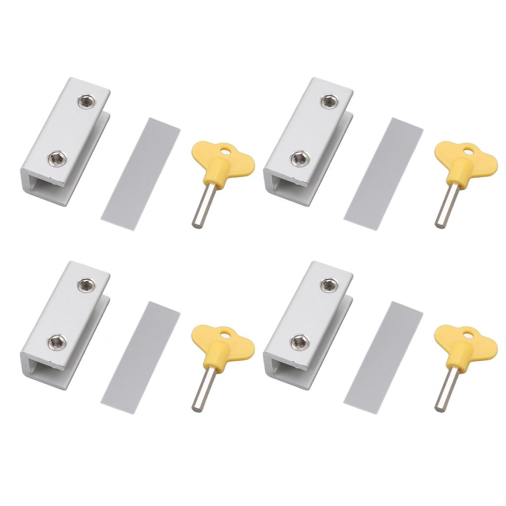 4PCS Window Locks Silver Window Stopper Aluminium Simple Installation Protective Pad Window