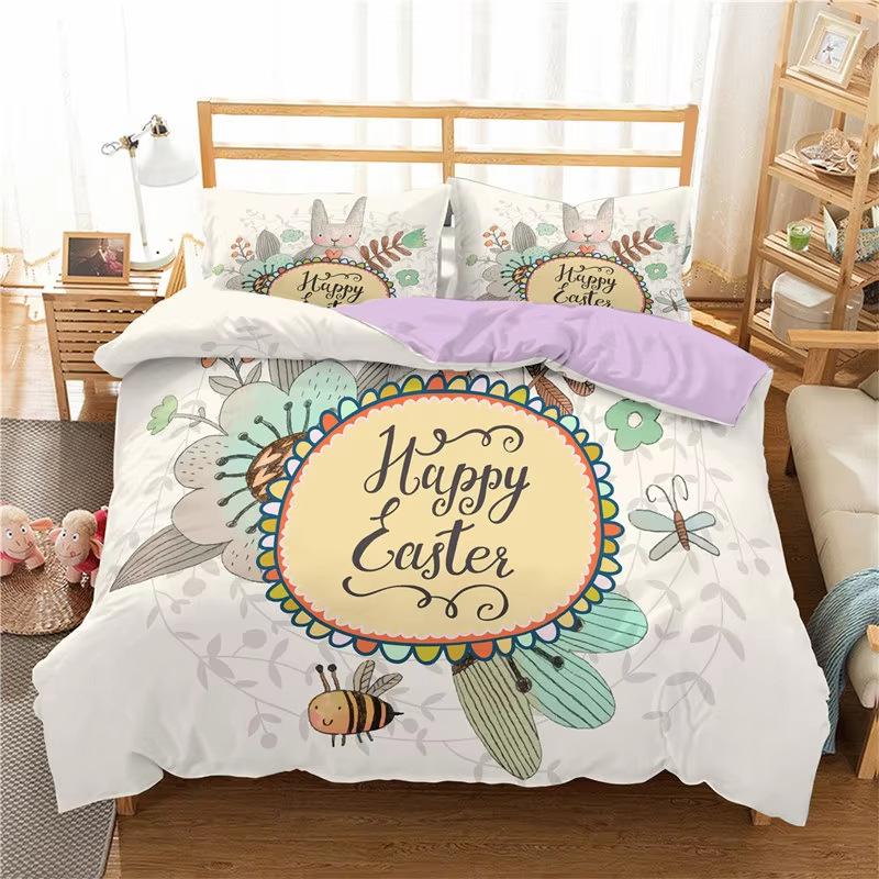 Cartoon Rabbit Down Comforter Set Bedding Set 3-piece Duvet Cover Set