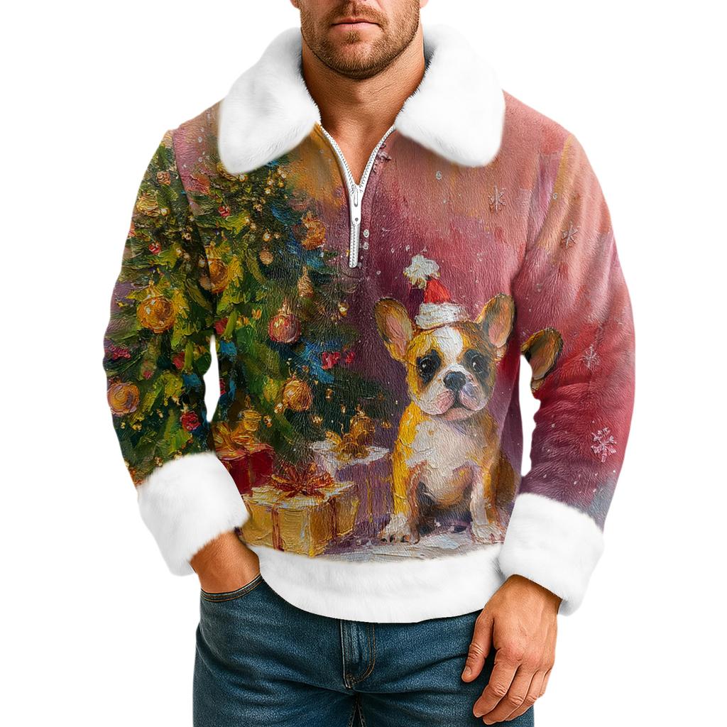 Men's  Leisure  Half   Zipper  Flip  Collar  Hoodie