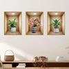 3Pcs Watercolor Realistic Potted Flower Plant Wall Stickers Removable For Bedroom Living Room Nursery Decoration Wall Decals