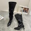 Wide Tube Big Tube Circumference Long Tube Women's Autumn 2025 Thin Heel Stack Boots Long Boots Pointed High Heel High Knight Boots
