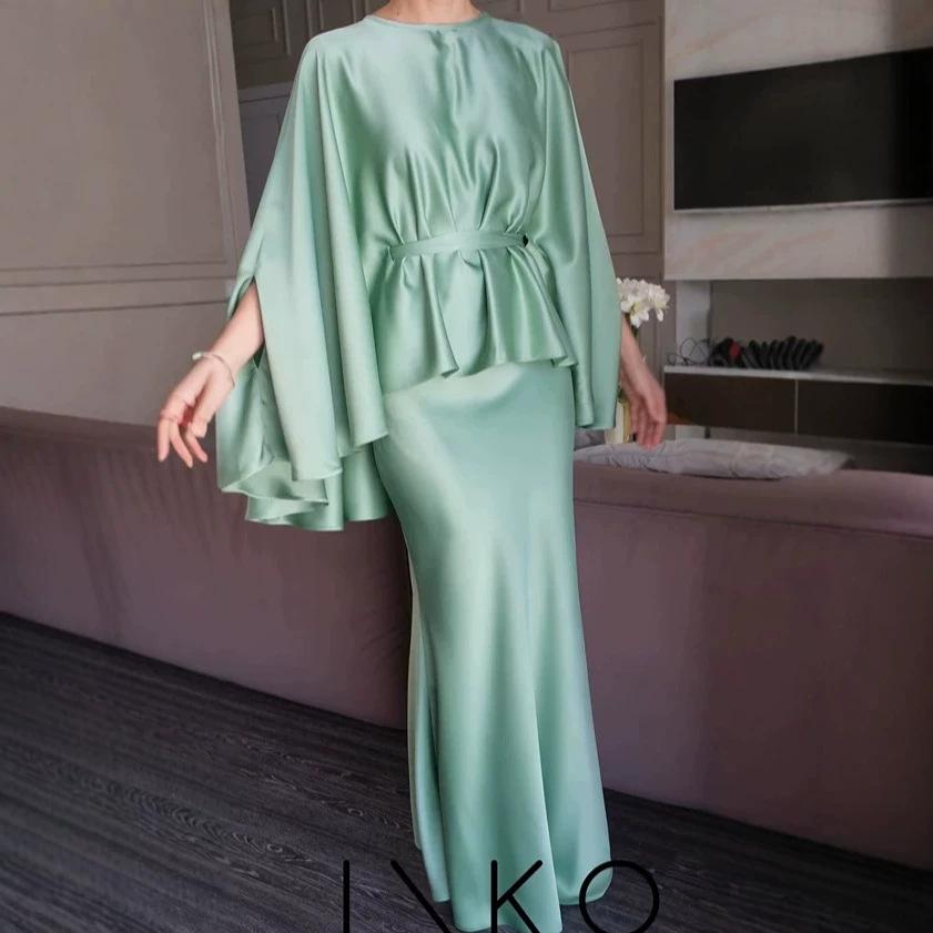 Französisches leichtes Luxus-Satin-Drapierkleid Sommer hohe Taille langer lockerer Taillen-Hüftrock