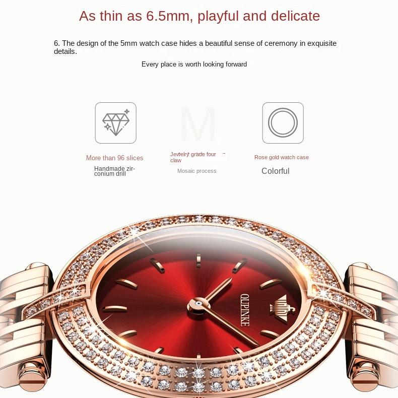 OUPINKE Watches Fashion Diamond-encrusted Waterproof Quartz Watch Women's Watch