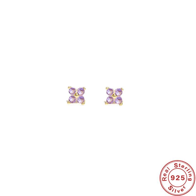 S925 Sterlingsilber Blütenblatt Kristall Blume Ohrstecker Mehrgröße Stilvoll und schlicht Mini Ohrstecker mit Diamanten