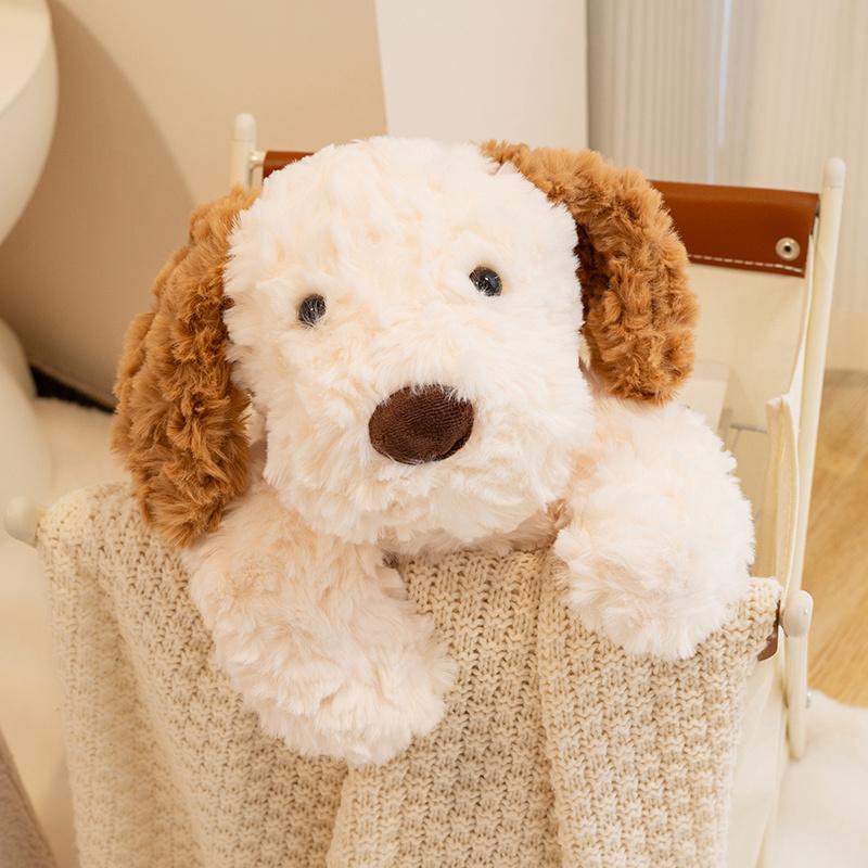 Cute Dog Plush Toy Brown Beige Lap Dog Soft Pillow Sofa Cushion Sleep Companion Doll Children's Birthday Gift for Girlfriend Boy
